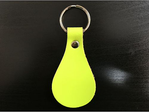 Fluorescent Yellow - Real Leather Key Fob - Pear Drop